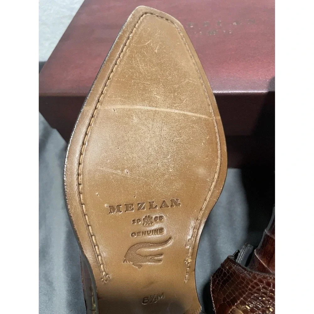 Mezlan Gables 13778-F Cognac Alligator‎ Monk Strap 8.5M Handmade Spain NIB Shoes